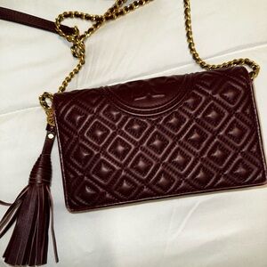 Tory Burch Quilted Burgundy Crossbody Bag